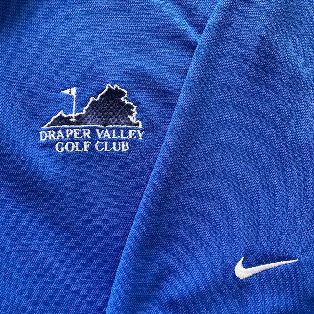 Nike Draper Valley Golf Club Blue Polo‎ Shirt w Nikefit Dry Technology Men Large